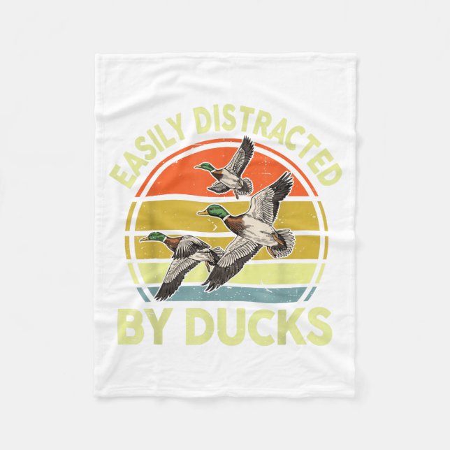 Easily Distracted Duck Hunting Gift Dad Hunter Son Fleecefilt (Framsidan)
