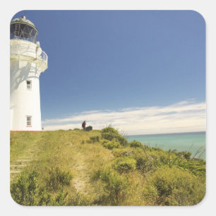 East Cape fyr, Eastland, Nya Zeeland Fyrkantigt Klistermärke