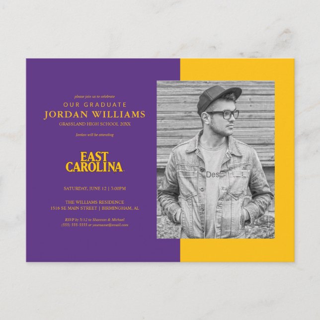 East Carolina University | Öst Carolina Meddelande Vykort (Framsida)