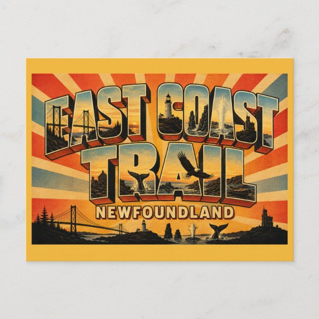 East Coast Trail Newfoundland Kustvandring Vykort (Framsida)