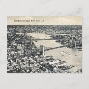 East River överbryggar, New York City vintage Vykort