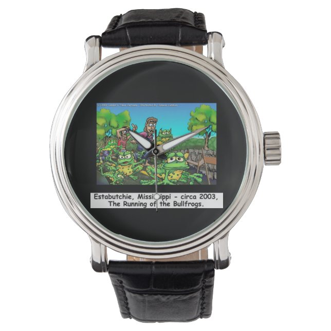 Eastabutchie Running of Bullfrogs Funny Watch Armbandsur (Framsida)