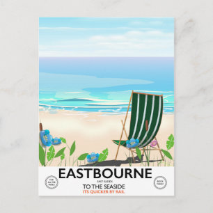 Eastbourne Beach Öster Sussex-reseaffisch Vykort