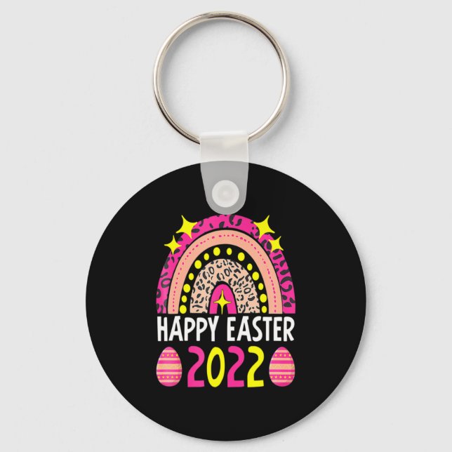 Easter 2022 rainbow cute happy easter 2022 women  nyckelring (Framsida)