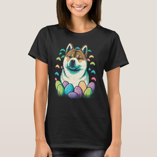 Easter Akita Inu Bunny Eggs Dog on Easter Akita In T Shirt (Framsida)