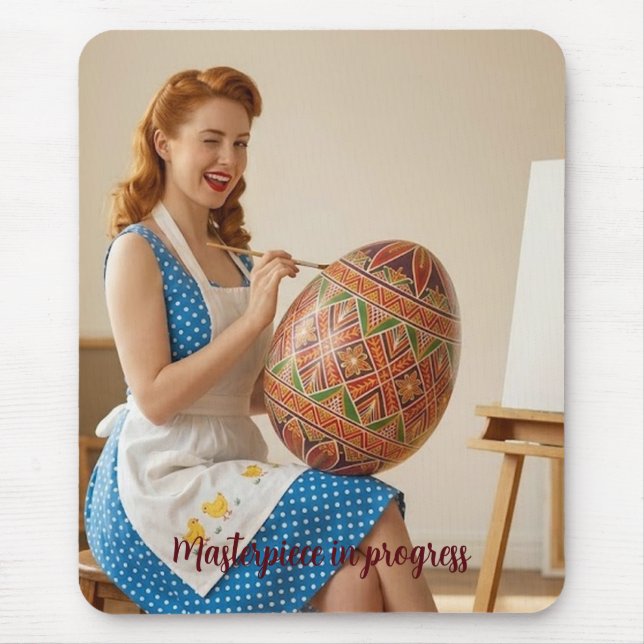 Easter Art Studio Vintage Retro Mousepad Musmatta (Framsidan)