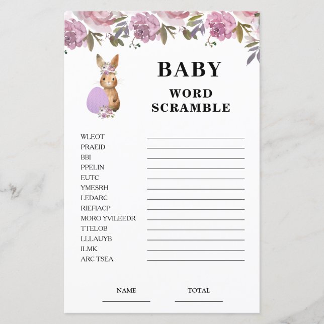 Easter  Baby Shower Scramble Game (Framsida)