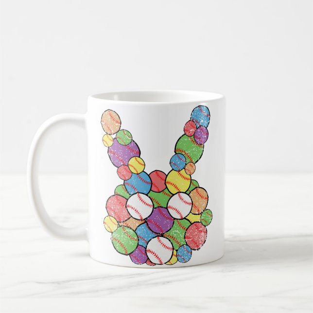 Easter Baseball Lover Bunny Head Ball Egg Hunting  Kaffemugg (Vänster)