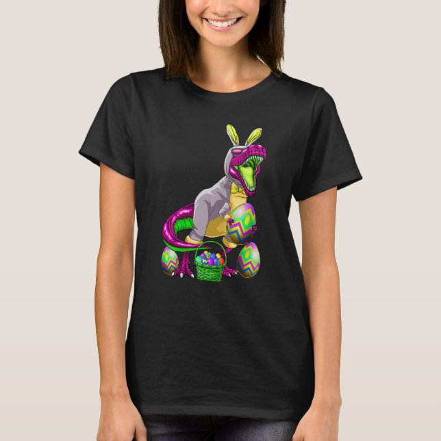Easter Basket Bunny Dinosaur Shirt Egg Rex Kids Bo T Shirt (Framsida)