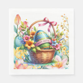 Easter Basket Eggs & Spring Flowers Pappersservett