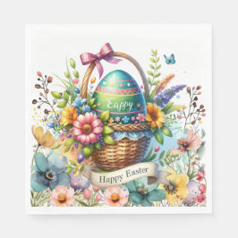 Easter Basket Eggs & Spring Flowers Pappersservett