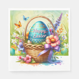 Easter Basket Eggs & Spring Flowers Pappersservett