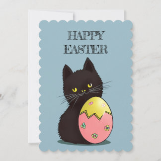 Easter black cat flat holiday card julkort