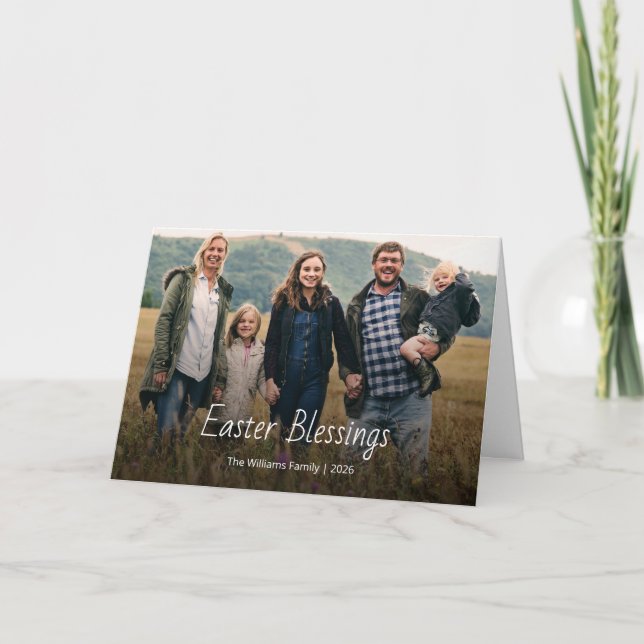 Easter Blessings Christian Family Photo Modern Kort (Framsida)