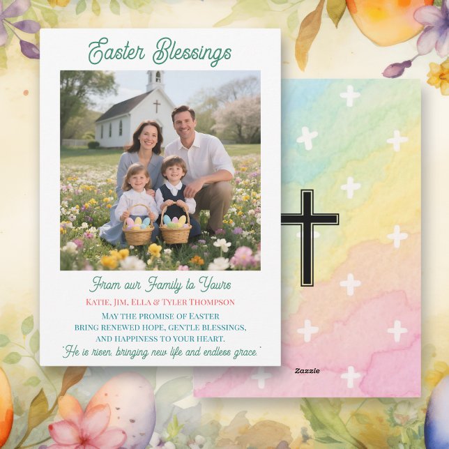 Easter Blessings  Personalized Photo Template Julkort (Skapare uppladdad)