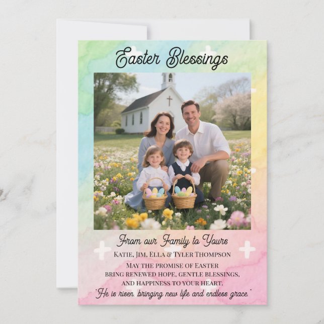 Easter Blessings  Personalized Photo Template Julkort (Framsida)