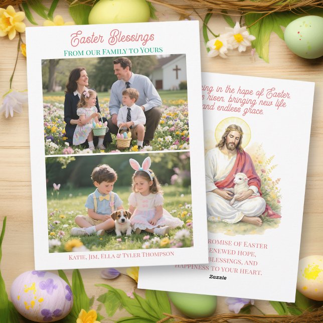 Easter Blessings Religious Photo Template Julkort (Skapare uppladdad)
