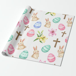 Easter Blessings – Seamless Bunny & Cross Pattern Presentpapper