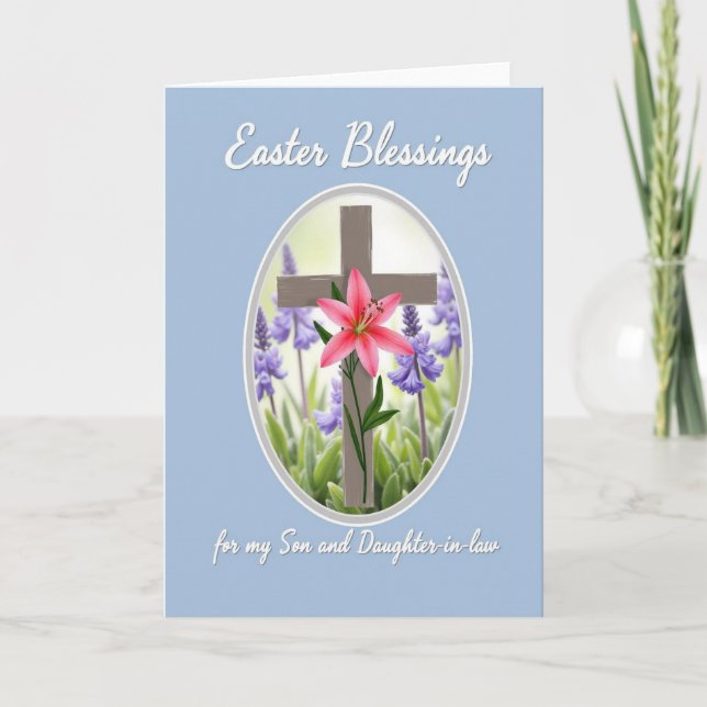 Easter Blessings Son And Law Card Kort (Framsida)