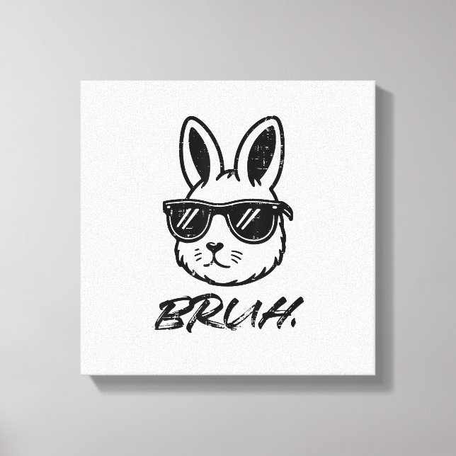 Easter Bruh Bunny Sunglasses Funny Meme Men Boys K Canvastryck (Framsida)