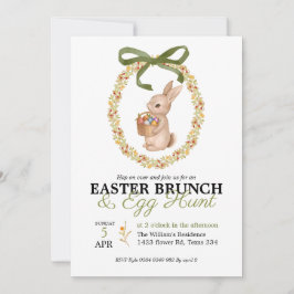 Easter Brunch and Egg Hunt Bunny Floral Invitation Inbjudningar