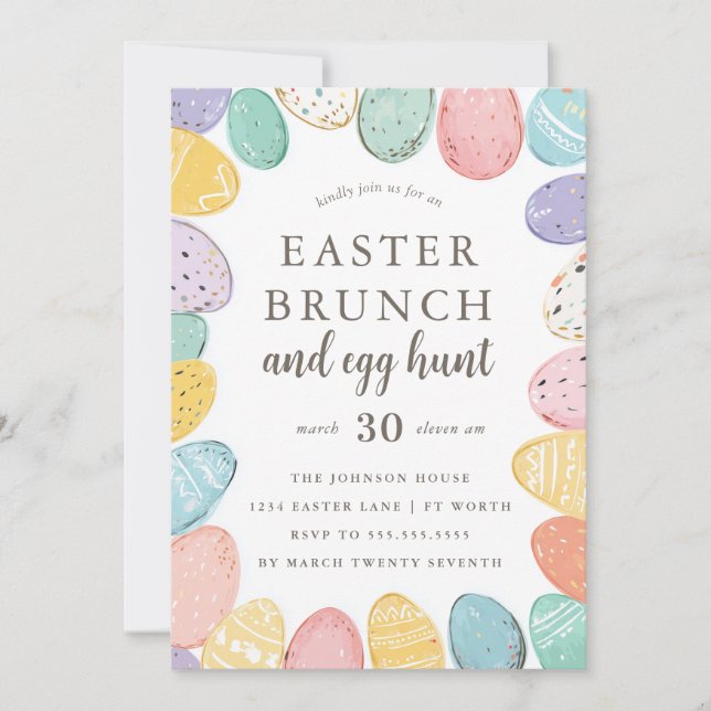 Easter Brunch and Egg Hunt Easter Holiday Invitati Inbjudningar (Framsida)