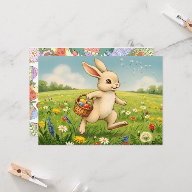Easter Brunch & Egg Hunt Spring Meadow Bunny Inbjudningar (Fram/Back In Situ)