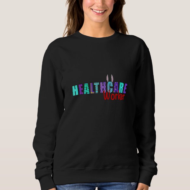 Easter Bunnies Healthcare  Women Easter Day Eggs L T Shirt (Framsida)