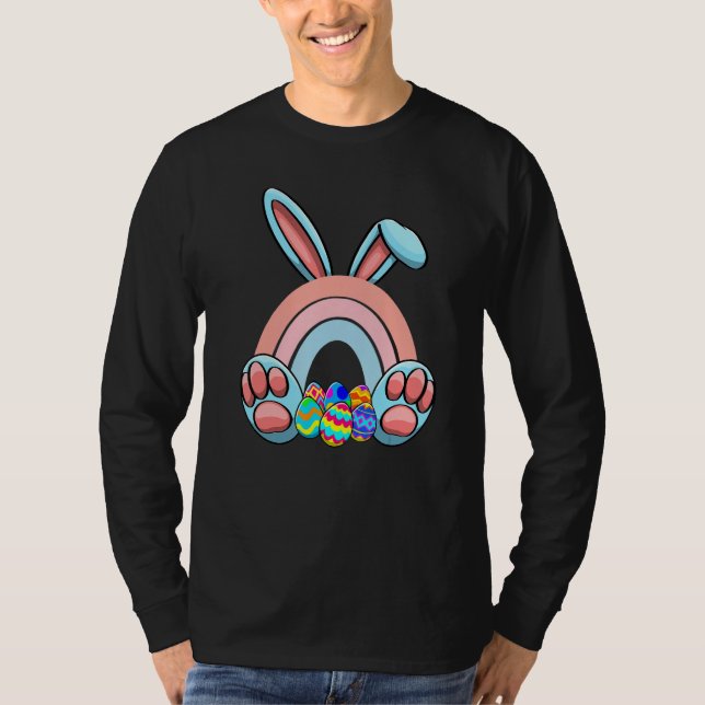 Easter Bunnies Rainbow Nature Women Easter Day Egg T Shirt (Framsida)