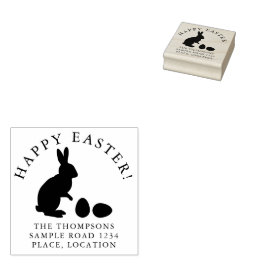 Easter Bunny And Eggs With Name And Address Stämpel