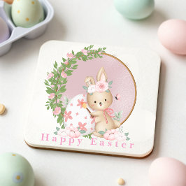 Easter Bunny at Garden Paper Coaster Underlägg Papper Kvadrat
