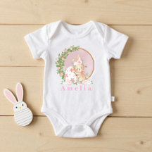 Easter Bunny at Garden Personalized baby bodysuit