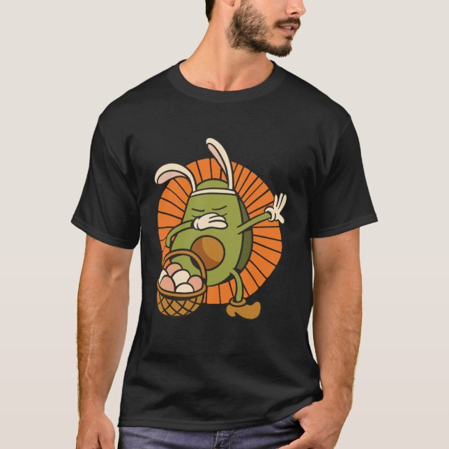 Easter Bunny Avocado with Rabbit Ears and Basket o T Shirt (Framsida)