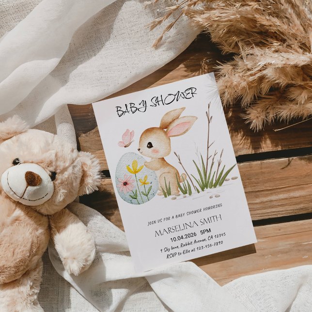 Easter Bunny Baby Shower - Cute Pastel Bunny  Inbjudningar (Skapare uppladdad)