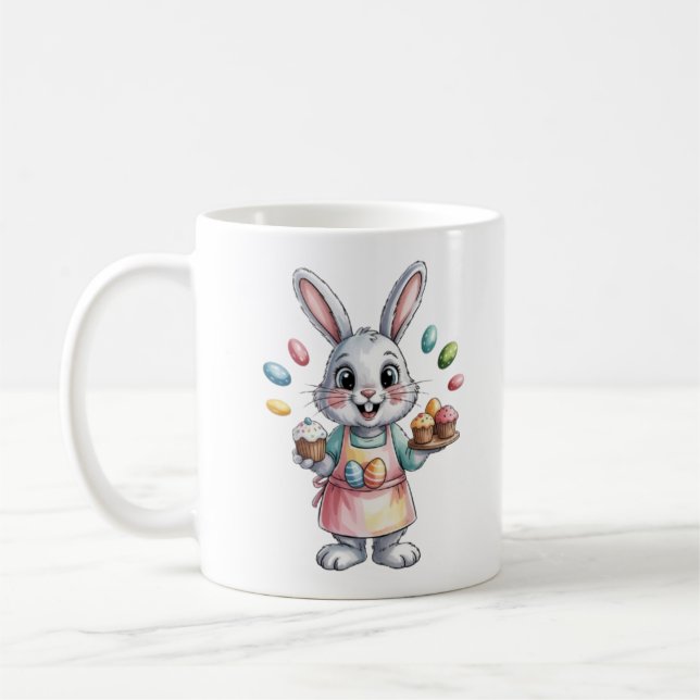 Easter Bunny Baker Mug Cute Gift for Women Spring  Kaffemugg (Vänster)