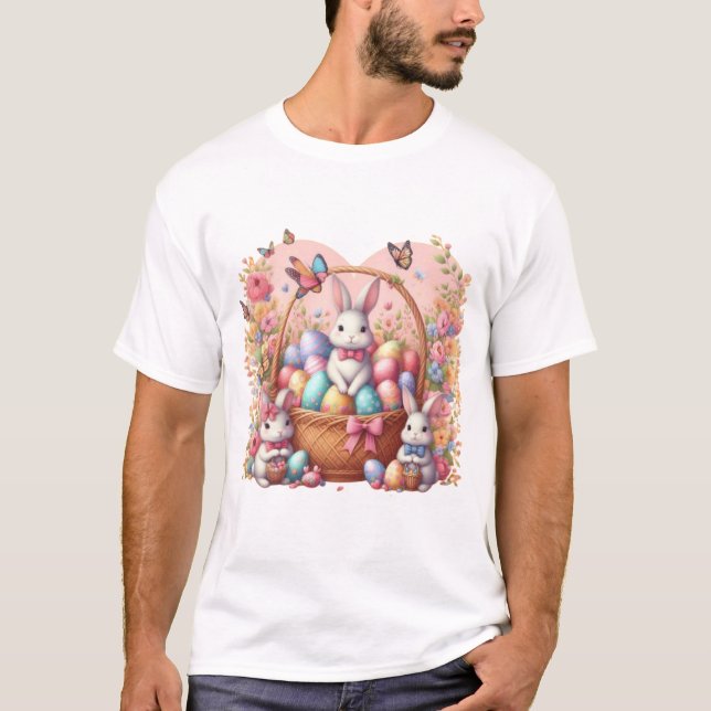 Easter Bunny Basket Bliss T Shirt (Framsida)