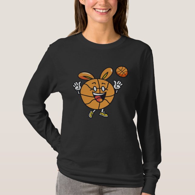 Easter Bunny Basketball Easter T Shirt (Framsida)