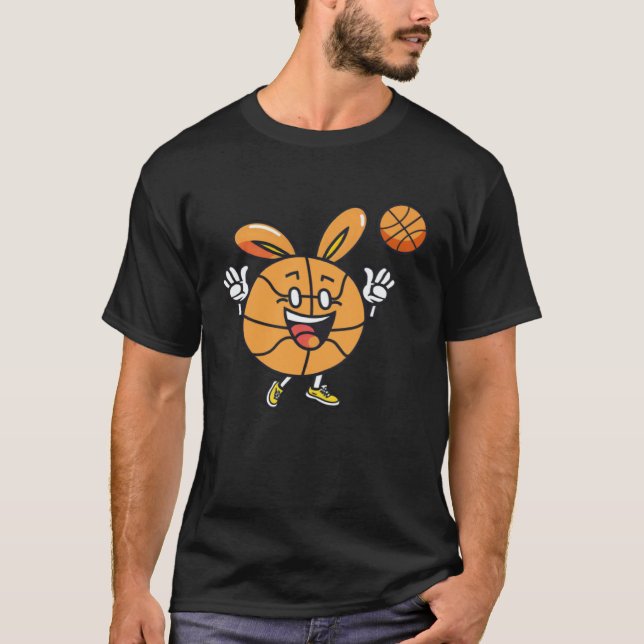 Easter Bunny Basketball Easter T Shirt (Framsida)