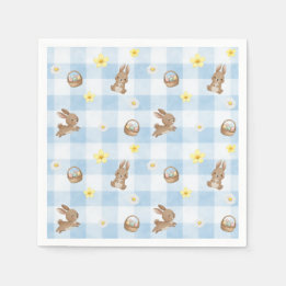 Easter Bunny Blue Gingham Pappersservett