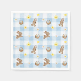 Easter Bunny Blue Gingham Pappersservett