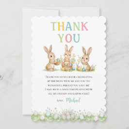 Easter Bunny Boy First Birthday Thank You Card Tack Kort