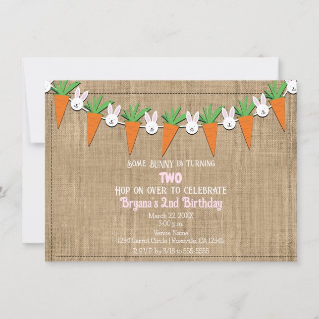 Easter Bunny & Carrots Garland Birthday Party Inbjudningar (Framsida)