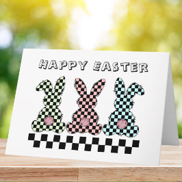 Easter Bunny Checkerboard Pastel Egg-stra Special Kort