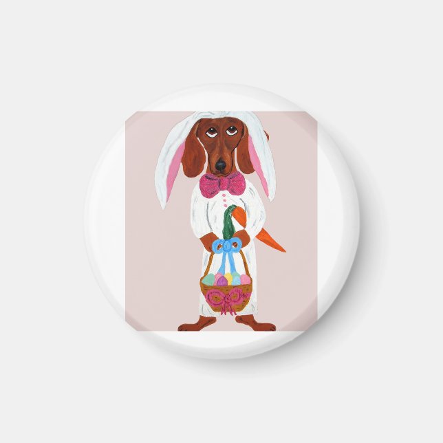 Easter bunny Dachshund  Magnet (Framsidan)