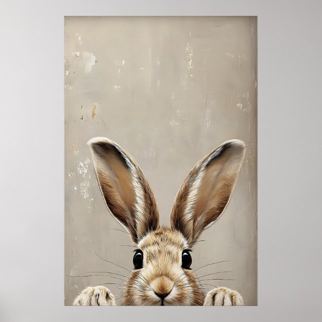 Easter Bunny Ears Print, Vintage Rustic Rabbit Poster (Framsidan)