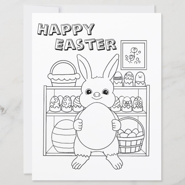 Easter Bunny Egg Kids Coloring Page Paper Sheet (Framsida)