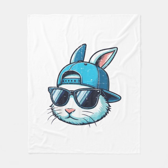 Easter Bunny Face Baseball Cap Sunglasses Rabbit B Fleecefilt (Framsidan)