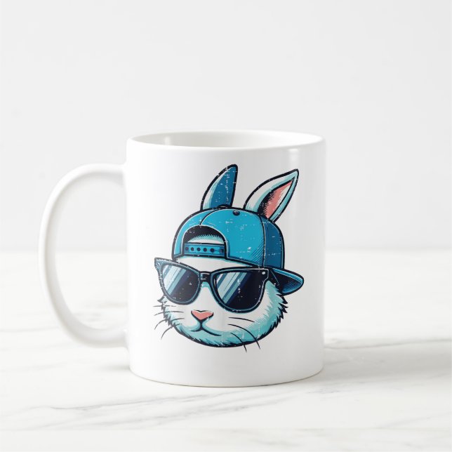 Easter Bunny Face Baseball Cap Sunglasses Rabbit B Kaffemugg (Vänster)