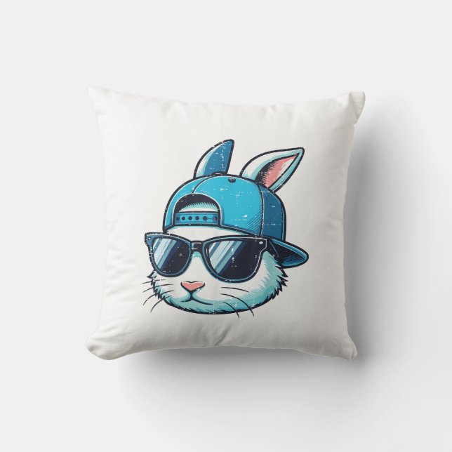 Easter Bunny Face Baseball Cap Sunglasses Rabbit B Kudde (Framsida)