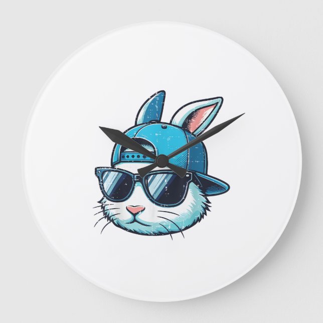 Easter Bunny Face Baseball Cap Sunglasses Rabbit B Stor Klocka (Framsida)